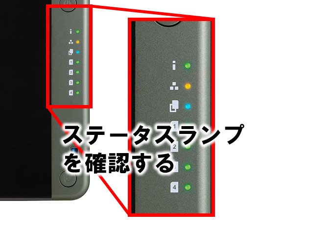 アクセスできないNASのステータスランプを確認する